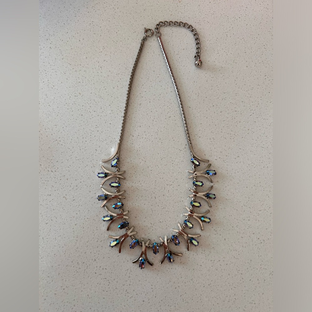 Antique blue glass necklace